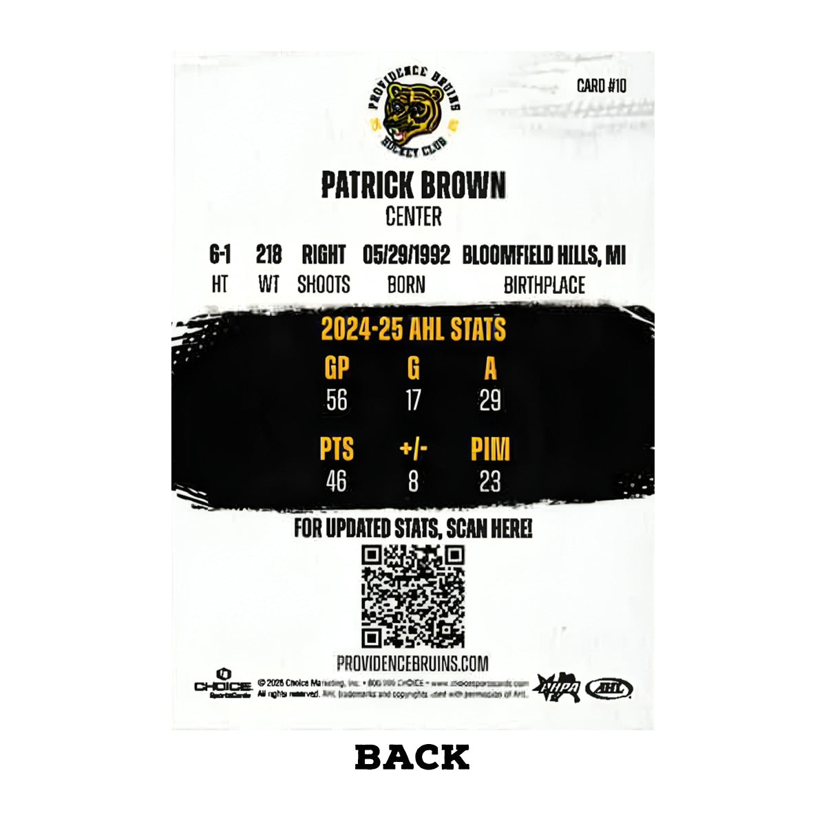 Official Providence Bruins 2025-26 Trading Cards